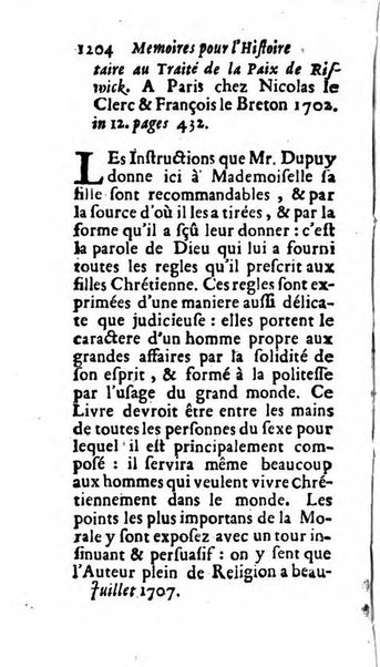 Mémoires pour l'histoire des sciences & des beaux-arts recüeillies par l'ordre de Son Altesse Serenissime Monseigneur Prince souverain de Dombes