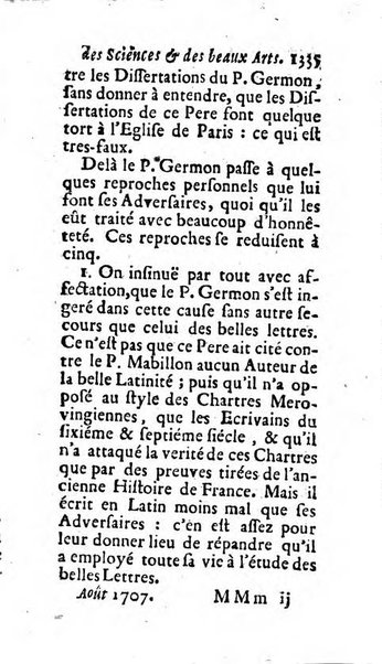 Mémoires pour l'histoire des sciences & des beaux-arts recüeillies par l'ordre de Son Altesse Serenissime Monseigneur Prince souverain de Dombes