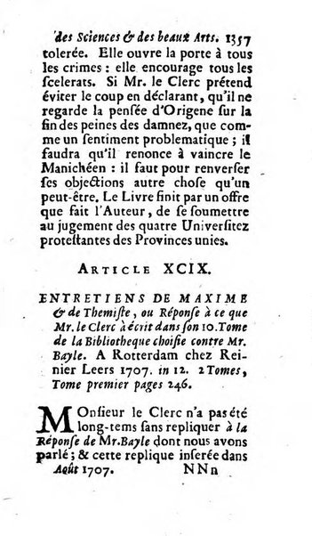 Mémoires pour l'histoire des sciences & des beaux-arts recüeillies par l'ordre de Son Altesse Serenissime Monseigneur Prince souverain de Dombes