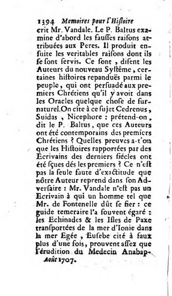 Mémoires pour l'histoire des sciences & des beaux-arts recüeillies par l'ordre de Son Altesse Serenissime Monseigneur Prince souverain de Dombes