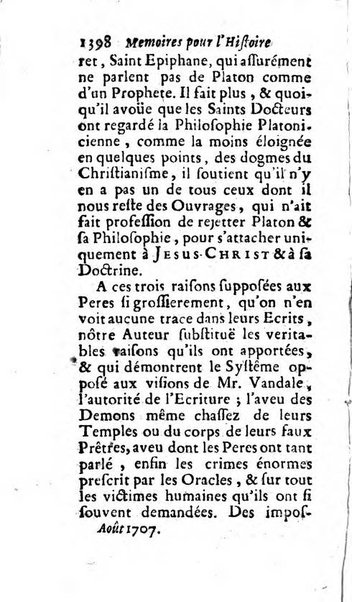 Mémoires pour l'histoire des sciences & des beaux-arts recüeillies par l'ordre de Son Altesse Serenissime Monseigneur Prince souverain de Dombes