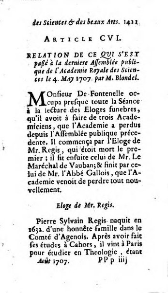 Mémoires pour l'histoire des sciences & des beaux-arts recüeillies par l'ordre de Son Altesse Serenissime Monseigneur Prince souverain de Dombes