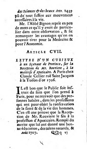 Mémoires pour l'histoire des sciences & des beaux-arts recüeillies par l'ordre de Son Altesse Serenissime Monseigneur Prince souverain de Dombes