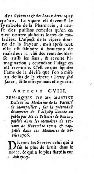 Mémoires pour l'histoire des sciences & des beaux-arts recüeillies par l'ordre de Son Altesse Serenissime Monseigneur Prince souverain de Dombes