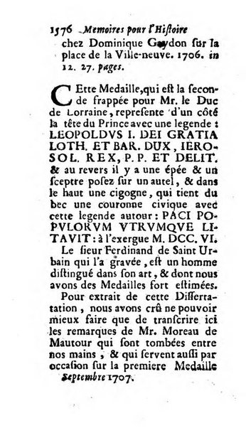 Mémoires pour l'histoire des sciences & des beaux-arts recüeillies par l'ordre de Son Altesse Serenissime Monseigneur Prince souverain de Dombes