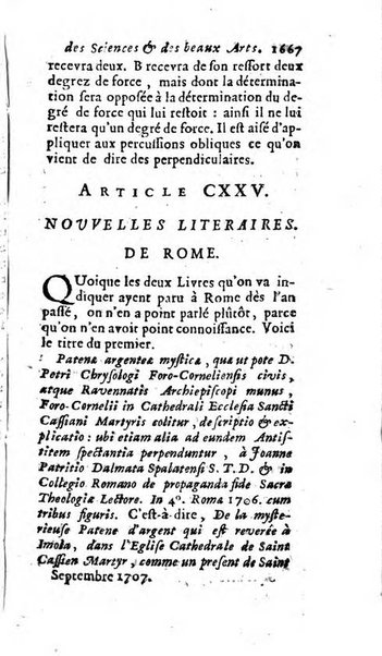 Mémoires pour l'histoire des sciences & des beaux-arts recüeillies par l'ordre de Son Altesse Serenissime Monseigneur Prince souverain de Dombes