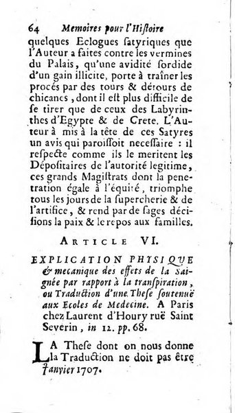 Mémoires pour l'histoire des sciences & des beaux-arts recüeillies par l'ordre de Son Altesse Serenissime Monseigneur Prince souverain de Dombes