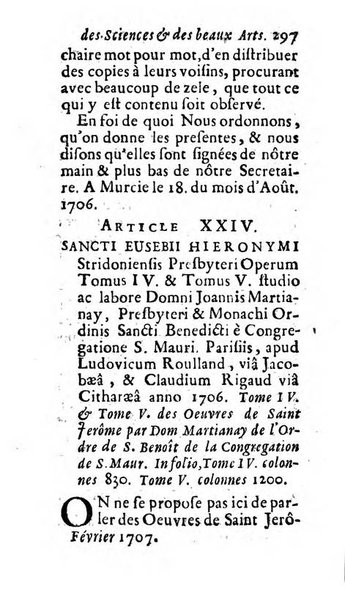 Mémoires pour l'histoire des sciences & des beaux-arts recüeillies par l'ordre de Son Altesse Serenissime Monseigneur Prince souverain de Dombes