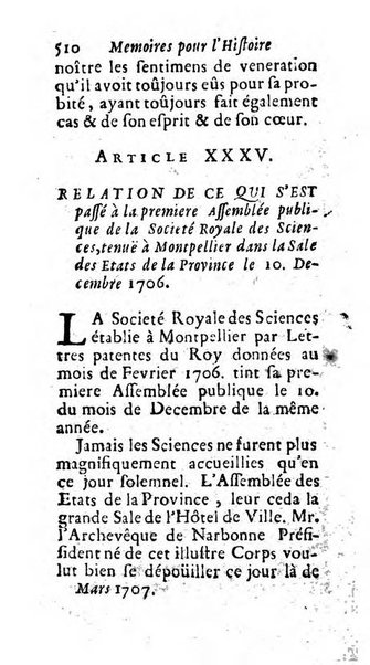 Mémoires pour l'histoire des sciences & des beaux-arts recüeillies par l'ordre de Son Altesse Serenissime Monseigneur Prince souverain de Dombes