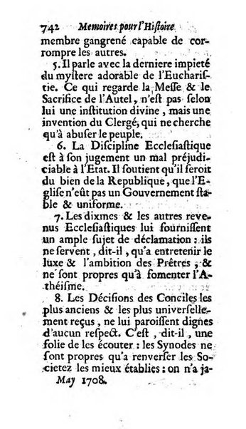 Mémoires pour l'histoire des sciences & des beaux-arts recüeillies par l'ordre de Son Altesse Serenissime Monseigneur Prince souverain de Dombes