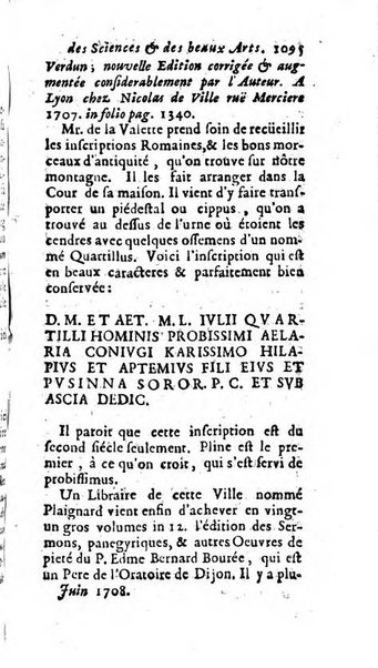 Mémoires pour l'histoire des sciences & des beaux-arts recüeillies par l'ordre de Son Altesse Serenissime Monseigneur Prince souverain de Dombes