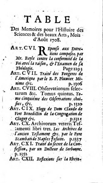 Mémoires pour l'histoire des sciences & des beaux-arts recüeillies par l'ordre de Son Altesse Serenissime Monseigneur Prince souverain de Dombes