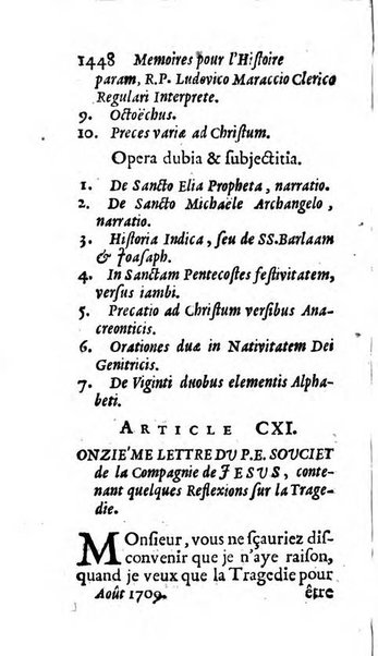 Mémoires pour l'histoire des sciences & des beaux-arts recüeillies par l'ordre de Son Altesse Serenissime Monseigneur Prince souverain de Dombes