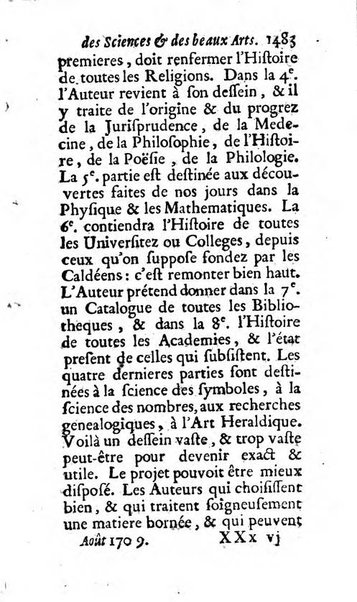 Mémoires pour l'histoire des sciences & des beaux-arts recüeillies par l'ordre de Son Altesse Serenissime Monseigneur Prince souverain de Dombes