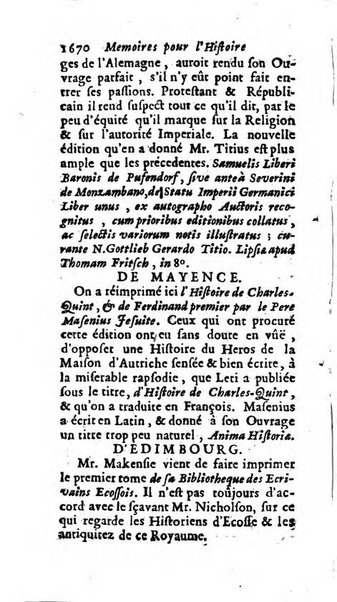 Mémoires pour l'histoire des sciences & des beaux-arts recüeillies par l'ordre de Son Altesse Serenissime Monseigneur Prince souverain de Dombes