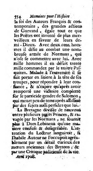 Mémoires pour l'histoire des sciences & des beaux-arts recüeillies par l'ordre de Son Altesse Serenissime Monseigneur Prince souverain de Dombes