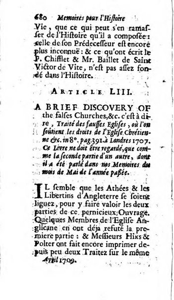 Mémoires pour l'histoire des sciences & des beaux-arts recüeillies par l'ordre de Son Altesse Serenissime Monseigneur Prince souverain de Dombes