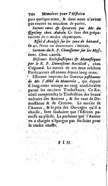 Mémoires pour l'histoire des sciences & des beaux-arts recüeillies par l'ordre de Son Altesse Serenissime Monseigneur Prince souverain de Dombes