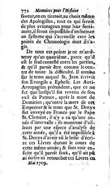 Mémoires pour l'histoire des sciences & des beaux-arts recüeillies par l'ordre de Son Altesse Serenissime Monseigneur Prince souverain de Dombes