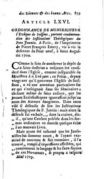 Mémoires pour l'histoire des sciences & des beaux-arts recüeillies par l'ordre de Son Altesse Serenissime Monseigneur Prince souverain de Dombes