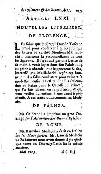 Mémoires pour l'histoire des sciences & des beaux-arts recüeillies par l'ordre de Son Altesse Serenissime Monseigneur Prince souverain de Dombes