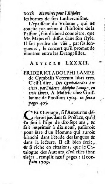 Mémoires pour l'histoire des sciences & des beaux-arts recüeillies par l'ordre de Son Altesse Serenissime Monseigneur Prince souverain de Dombes