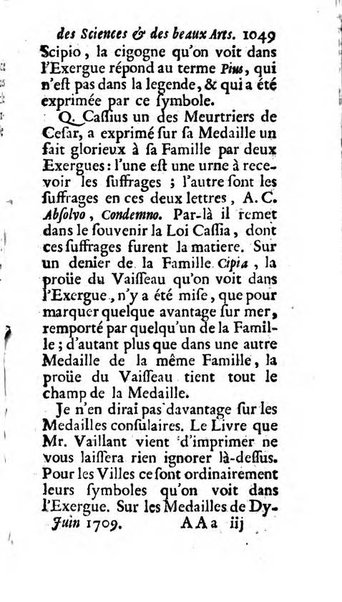 Mémoires pour l'histoire des sciences & des beaux-arts recüeillies par l'ordre de Son Altesse Serenissime Monseigneur Prince souverain de Dombes