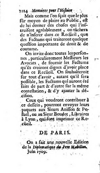 Mémoires pour l'histoire des sciences & des beaux-arts recüeillies par l'ordre de Son Altesse Serenissime Monseigneur Prince souverain de Dombes