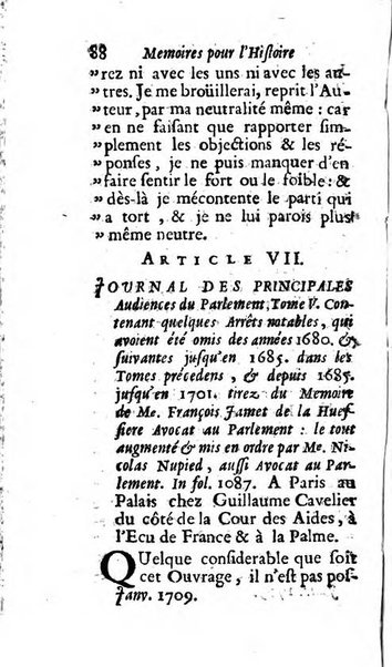 Mémoires pour l'histoire des sciences & des beaux-arts recüeillies par l'ordre de Son Altesse Serenissime Monseigneur Prince souverain de Dombes