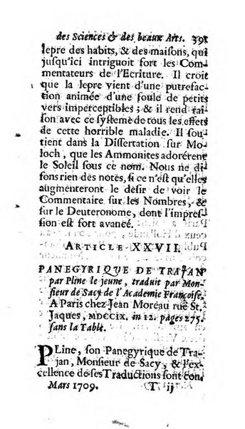 Mémoires pour l'histoire des sciences & des beaux-arts recüeillies par l'ordre de Son Altesse Serenissime Monseigneur Prince souverain de Dombes