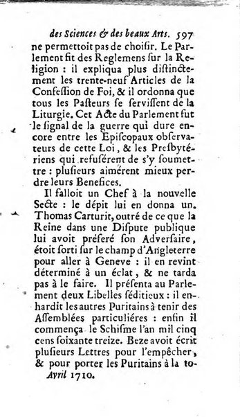 Mémoires pour l'histoire des sciences & des beaux-arts recüeillies par l'ordre de Son Altesse Serenissime Monseigneur Prince souverain de Dombes