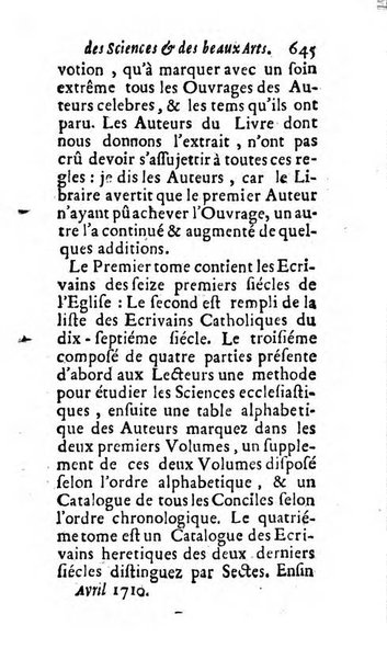 Mémoires pour l'histoire des sciences & des beaux-arts recüeillies par l'ordre de Son Altesse Serenissime Monseigneur Prince souverain de Dombes