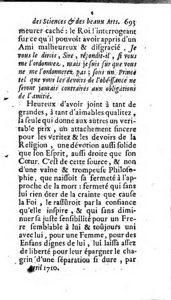 Mémoires pour l'histoire des sciences & des beaux-arts recüeillies par l'ordre de Son Altesse Serenissime Monseigneur Prince souverain de Dombes