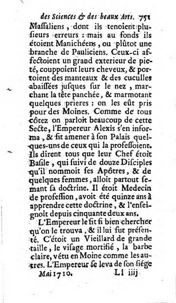 Mémoires pour l'histoire des sciences & des beaux-arts recüeillies par l'ordre de Son Altesse Serenissime Monseigneur Prince souverain de Dombes