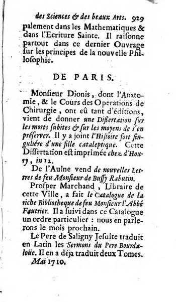 Mémoires pour l'histoire des sciences & des beaux-arts recüeillies par l'ordre de Son Altesse Serenissime Monseigneur Prince souverain de Dombes