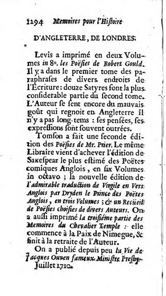 Mémoires pour l'histoire des sciences & des beaux-arts recüeillies par l'ordre de Son Altesse Serenissime Monseigneur Prince souverain de Dombes