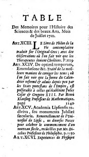 Mémoires pour l'histoire des sciences & des beaux-arts recüeillies par l'ordre de Son Altesse Serenissime Monseigneur Prince souverain de Dombes