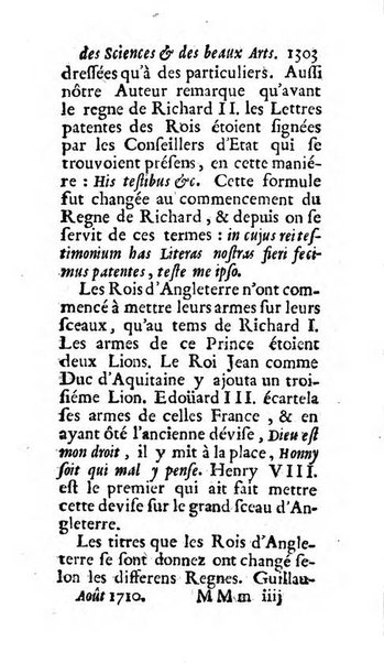 Mémoires pour l'histoire des sciences & des beaux-arts recüeillies par l'ordre de Son Altesse Serenissime Monseigneur Prince souverain de Dombes