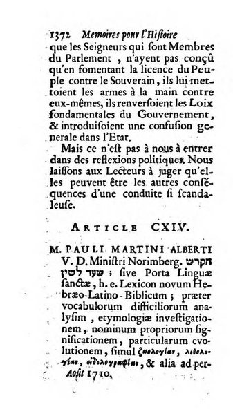 Mémoires pour l'histoire des sciences & des beaux-arts recüeillies par l'ordre de Son Altesse Serenissime Monseigneur Prince souverain de Dombes