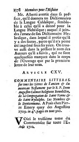 Mémoires pour l'histoire des sciences & des beaux-arts recüeillies par l'ordre de Son Altesse Serenissime Monseigneur Prince souverain de Dombes