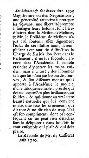 Mémoires pour l'histoire des sciences & des beaux-arts recüeillies par l'ordre de Son Altesse Serenissime Monseigneur Prince souverain de Dombes