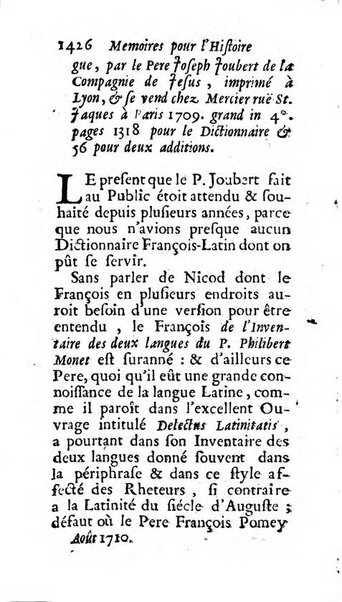 Mémoires pour l'histoire des sciences & des beaux-arts recüeillies par l'ordre de Son Altesse Serenissime Monseigneur Prince souverain de Dombes