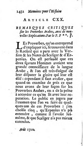 Mémoires pour l'histoire des sciences & des beaux-arts recüeillies par l'ordre de Son Altesse Serenissime Monseigneur Prince souverain de Dombes