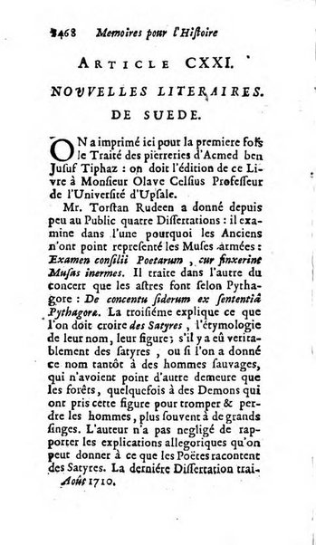 Mémoires pour l'histoire des sciences & des beaux-arts recüeillies par l'ordre de Son Altesse Serenissime Monseigneur Prince souverain de Dombes