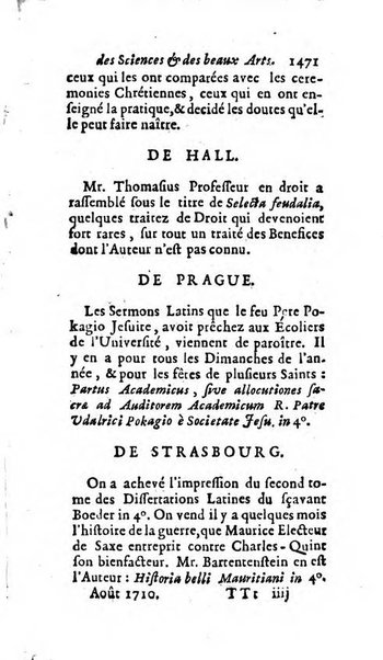 Mémoires pour l'histoire des sciences & des beaux-arts recüeillies par l'ordre de Son Altesse Serenissime Monseigneur Prince souverain de Dombes