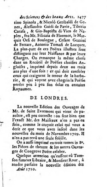 Mémoires pour l'histoire des sciences & des beaux-arts recüeillies par l'ordre de Son Altesse Serenissime Monseigneur Prince souverain de Dombes