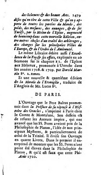 Mémoires pour l'histoire des sciences & des beaux-arts recüeillies par l'ordre de Son Altesse Serenissime Monseigneur Prince souverain de Dombes