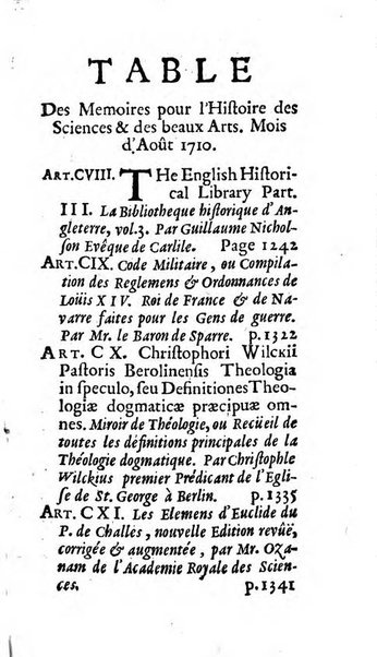 Mémoires pour l'histoire des sciences & des beaux-arts recüeillies par l'ordre de Son Altesse Serenissime Monseigneur Prince souverain de Dombes