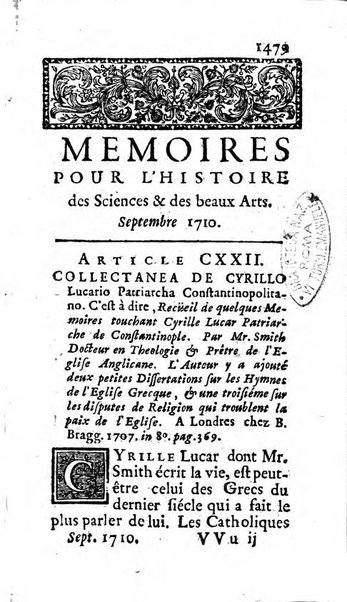 Mémoires pour l'histoire des sciences & des beaux-arts recüeillies par l'ordre de Son Altesse Serenissime Monseigneur Prince souverain de Dombes