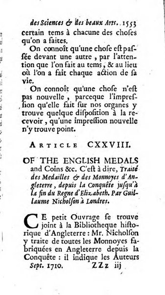 Mémoires pour l'histoire des sciences & des beaux-arts recüeillies par l'ordre de Son Altesse Serenissime Monseigneur Prince souverain de Dombes